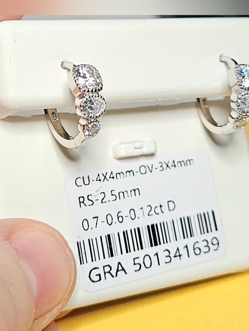 Certified Moissanite 3-Stone Halo Huggies .925 Sterling Silver NWT - Picture 8 of 14